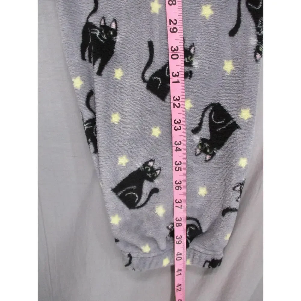 Weekend Edition NWT Gray Cat Print Cozy Elastic Cuff‎ Pajama Pants Unisex Size M